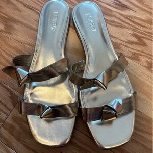 J. Crew Metallic Gold Bow Sandals